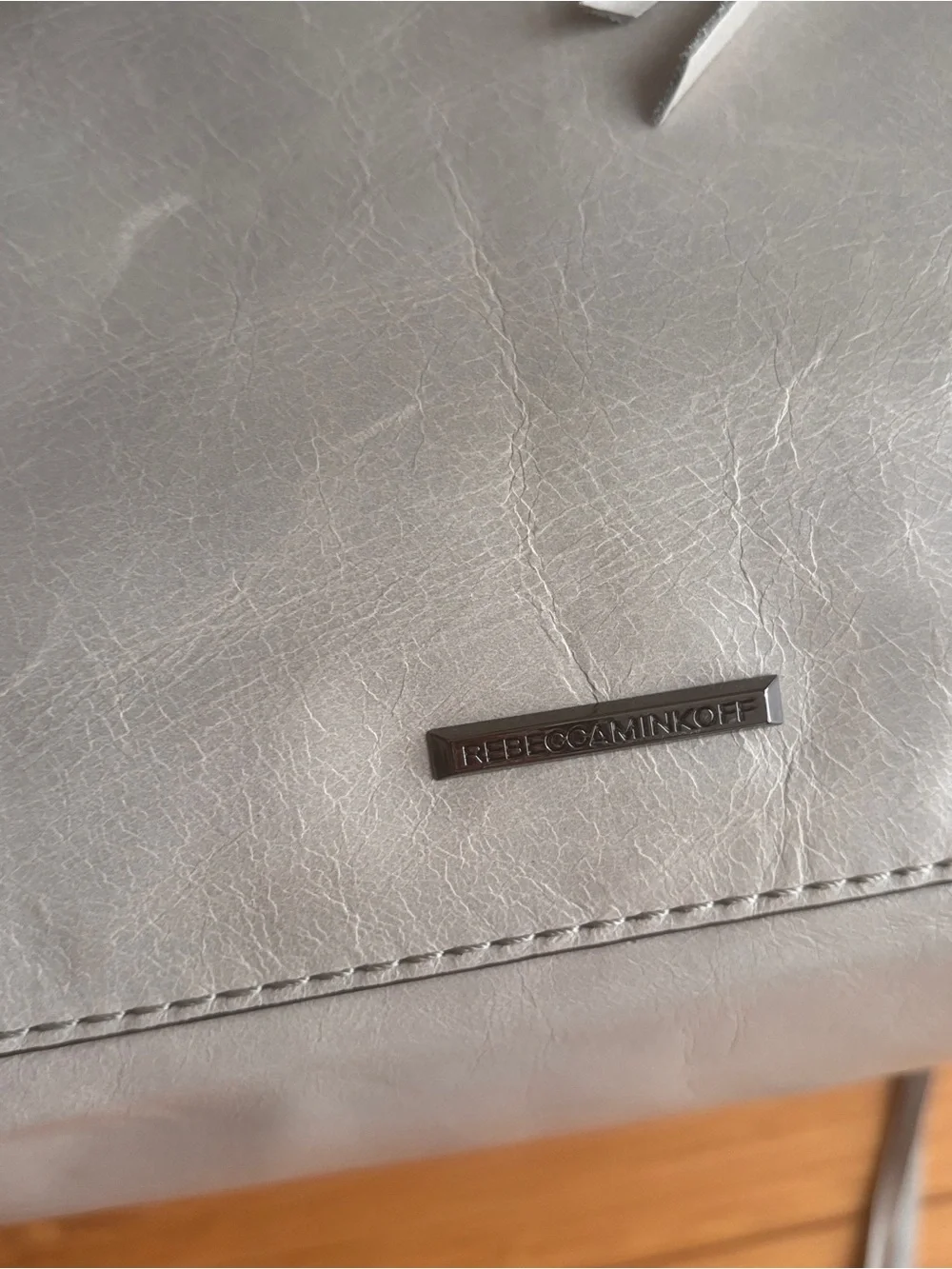 Rebecca Minkoff regan putty gray leather satchel purse new